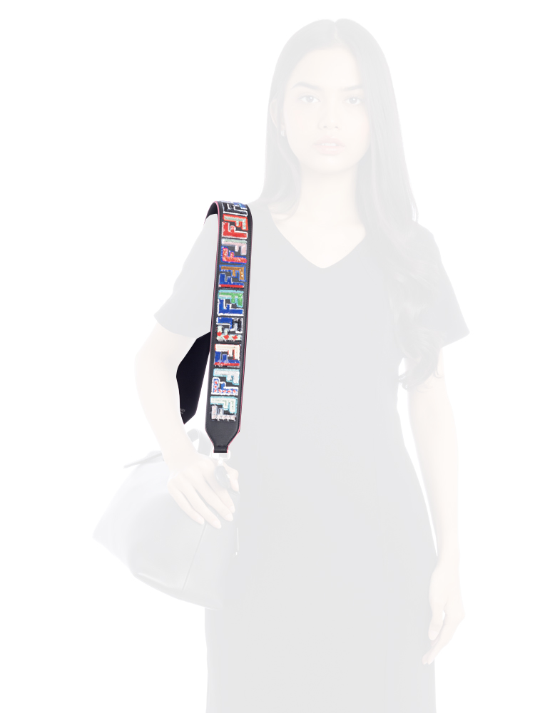 Calfskin Sequins Fun Fair Strap You Nero Multicolor