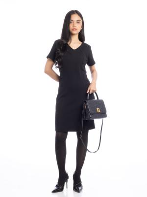 Shiny Croco Effect B. Top Handle Bag Black