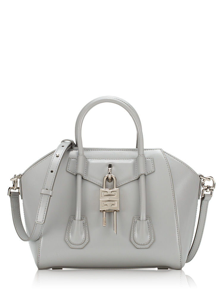 Box Calfskin Mini Lock Antigona Cloud Grey