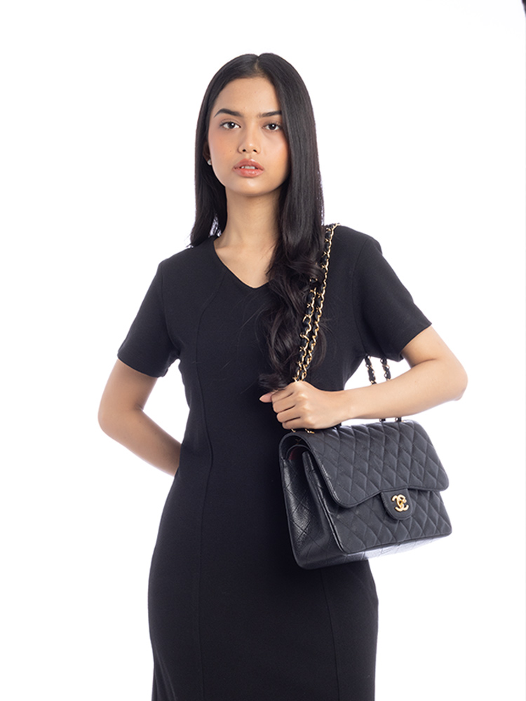 Caviar Classic Jumbo Double Flap Bag Black