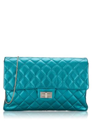 Metallic Calfskin Snake Chain 2.55 Reissue Flap Bag Turquoise