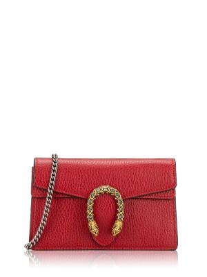 Calfskin Dionysus Super Mini Flap Shoulder Bag Hibiscus Red