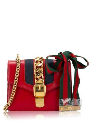 Calfskin Sylvie Mini Chain Shoulder Bag Hibiscus Red