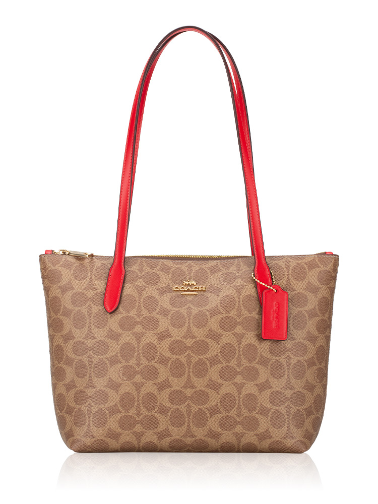 CBT18 Signature Fiona Zip Tote Tan Carnation