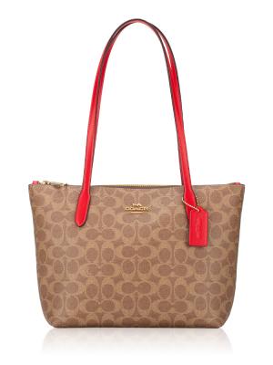 CBT18 Signature Fiona Zip Tote Tan Carnation