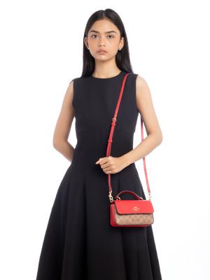 CCK81 Signature Josie Mini Top Handle Bag Tan Carnation