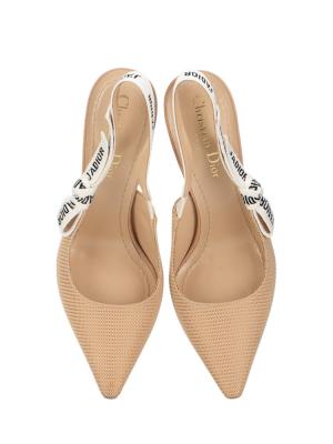 Technical Canvas J'Adior Slingback 100mm Pumps Powder Nude Sz 36