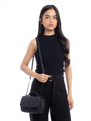 Willa Matte Mini Top Handle Bag Black Silver