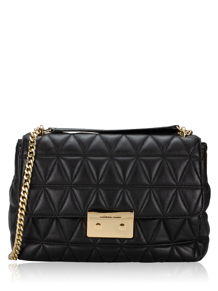 Sloan Quilted Leather Large Crossbody Bag Black