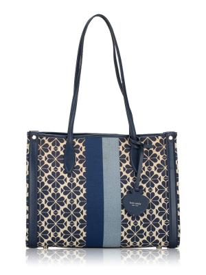 Flower Spade Jacquard Stripe Market Tote Blue Multi