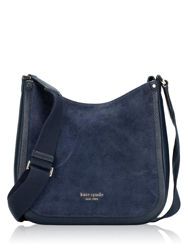 Roulette Colorblock Suede Medium Messenger Blue