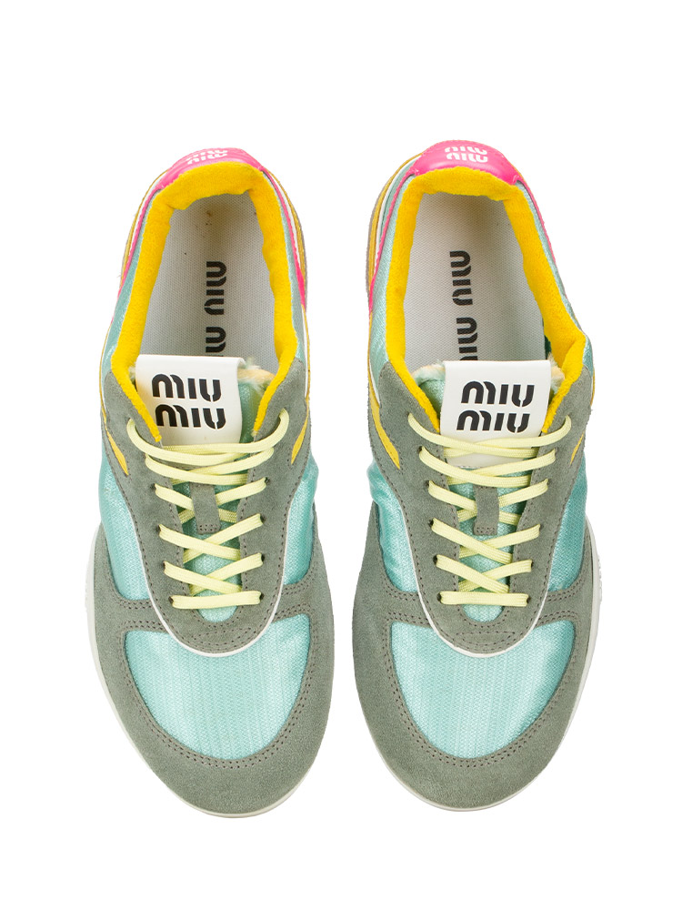 Suede Technical Fabric Gymnasium Sneakers Anise Fuchsia Sz 40