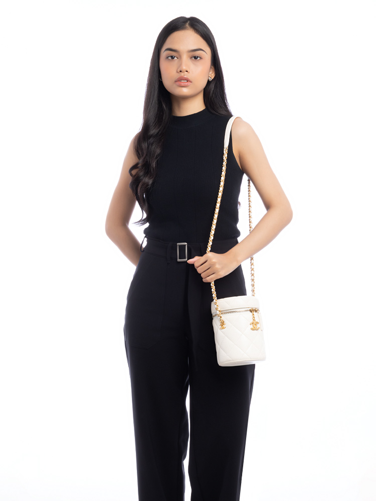 Lambskin Side Note Vanity Case White