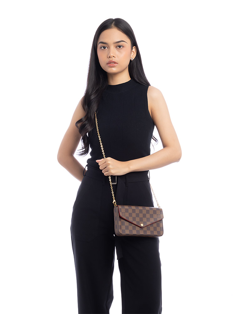 Damier Ebene Pochette Felicie Cerise