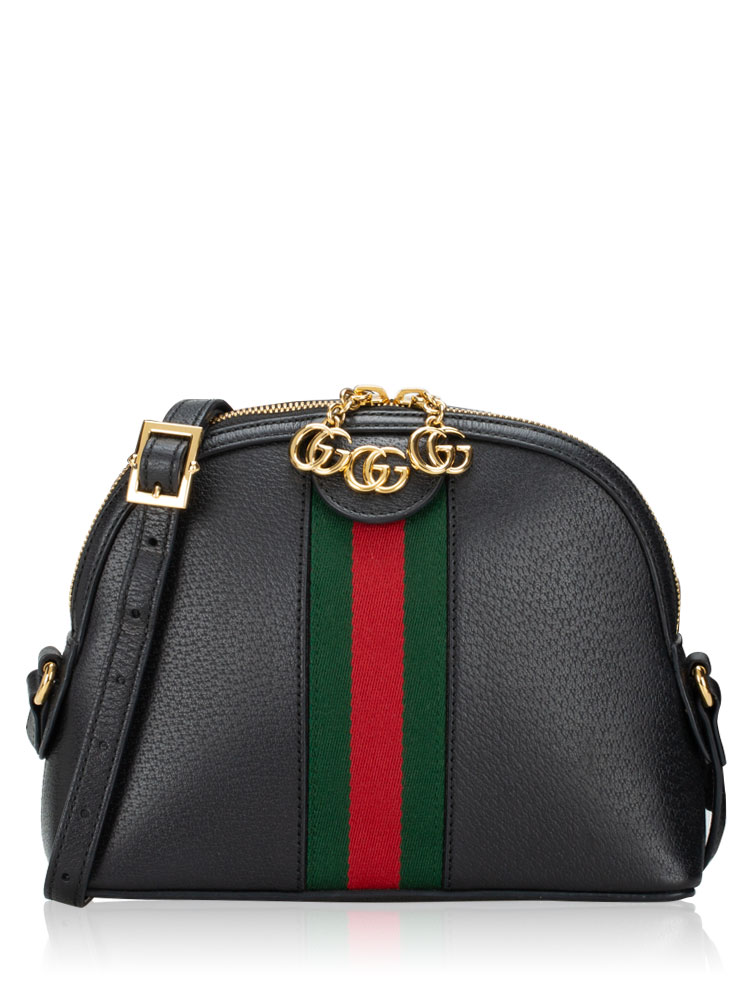 Calfskin Ophidia Dome Small Shoulder Bag Black