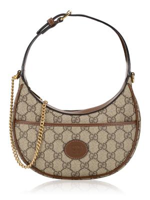 GG Supreme Retro Interlocking G Mini Half Moon Hobo Beige Ebony