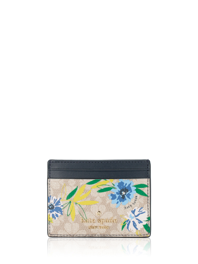 Flower Spade Floral Slim Card Holder Blazer Blue