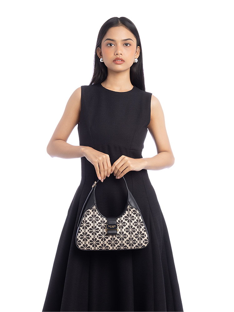 Flower Jacquard Nouveau Small Shoulder Bag Sand Multi