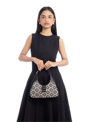 Flower Jacquard Nouveau Small Shoulder Bag Sand Multi