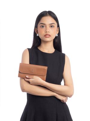 Rosie Pebble Leather Flap Wallet Warm Gingerbread