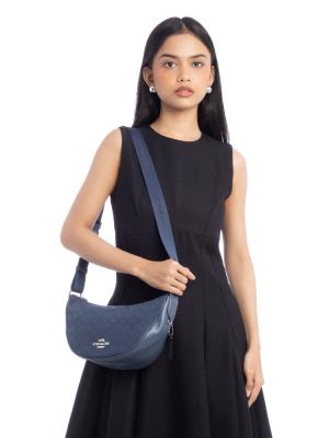 CT822 Signature Jacquard Pace Shoulder Bag Dark Denim