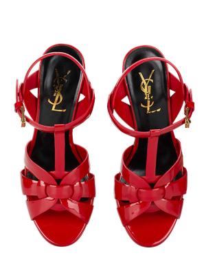Patent Tribute Platform Sandals New Red Sz 35