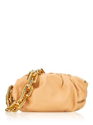 Calfskin Teen Chain Pouch Almond