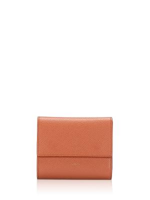 Grained Calfskin Small Tri-Fold Wallet Terracotta