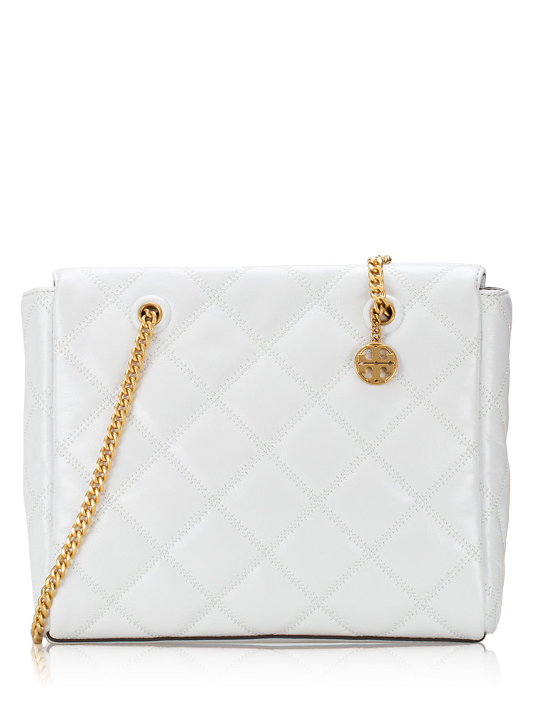 Willa Glazed Leather Small Tote Blanc