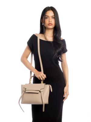 Grained Calfskin Micro Belt Bag Light Taupe