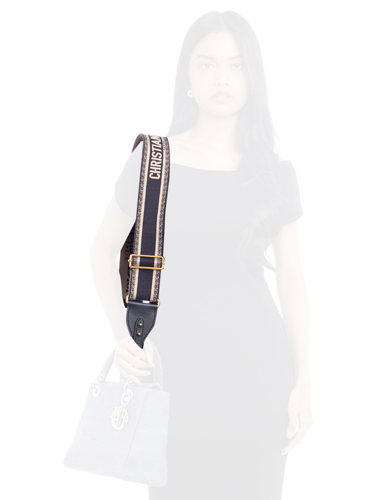 Embroidered Canvas Shoulder Strap Blue