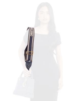 Embroidered Canvas Shoulder Strap Blue