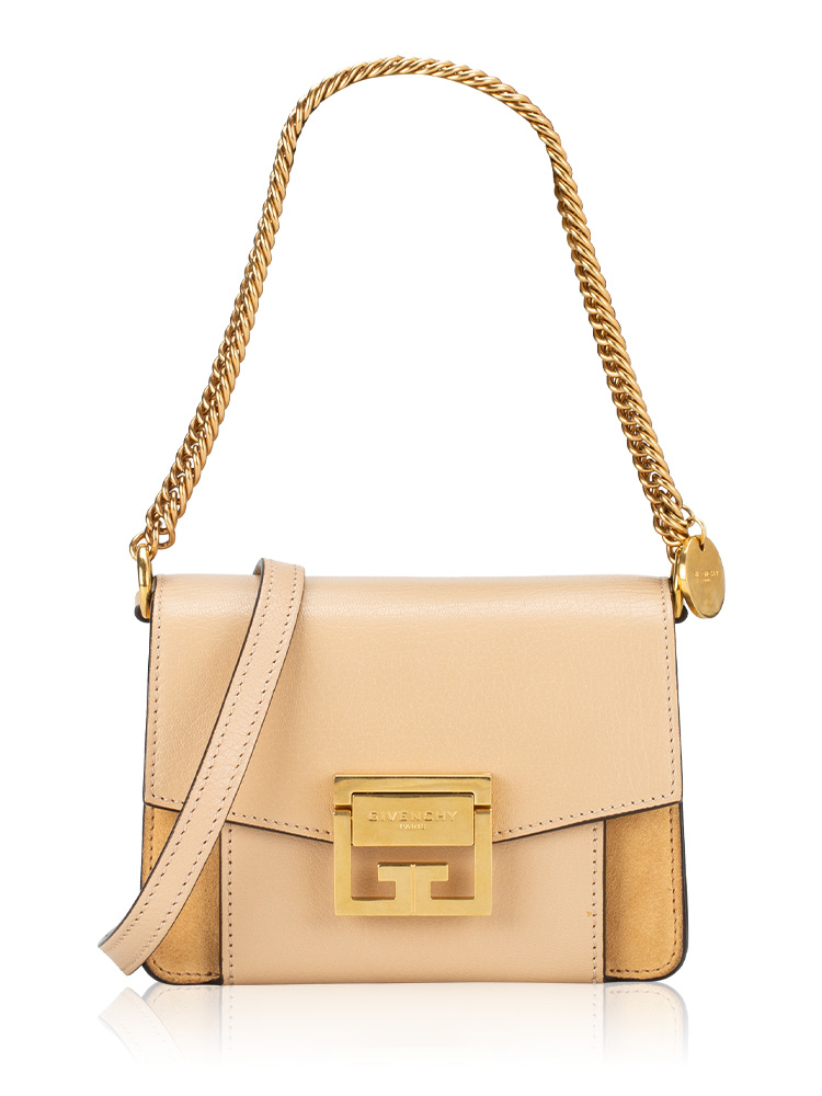 Goatskin Suede Mini GV3 Shoulder Bag Nude