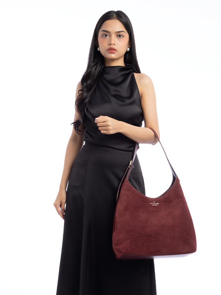 454 Suede Large Shoulder Bag Dark Merlot