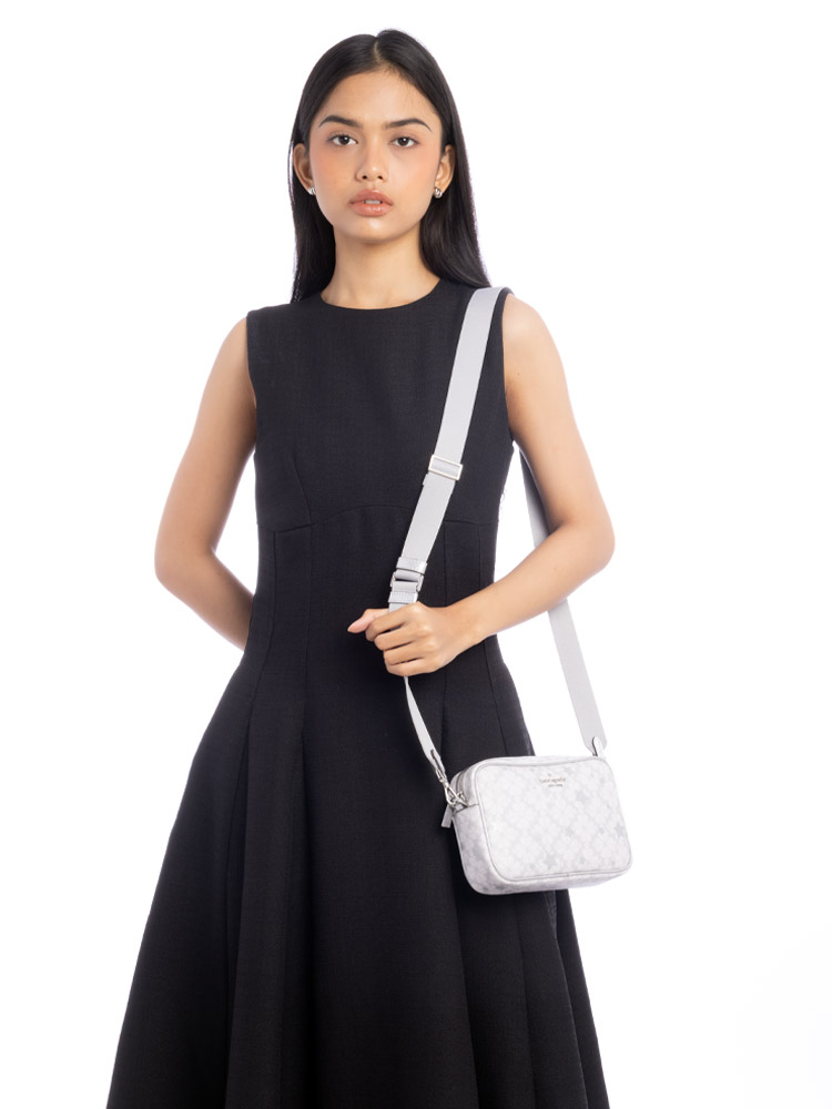 Flower Spade Star Toss Mini Camera Bag Platinum Grey Multi