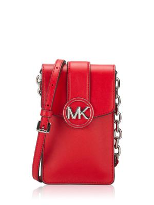 Carmen Leather Small Phone Crossbody Bright Red