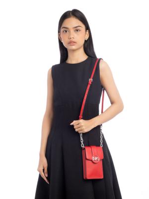 Carmen Leather Small Phone Crossbody Bright Red