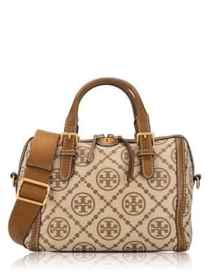 T Monogram Jacquard Barrel Bag Hazelnut