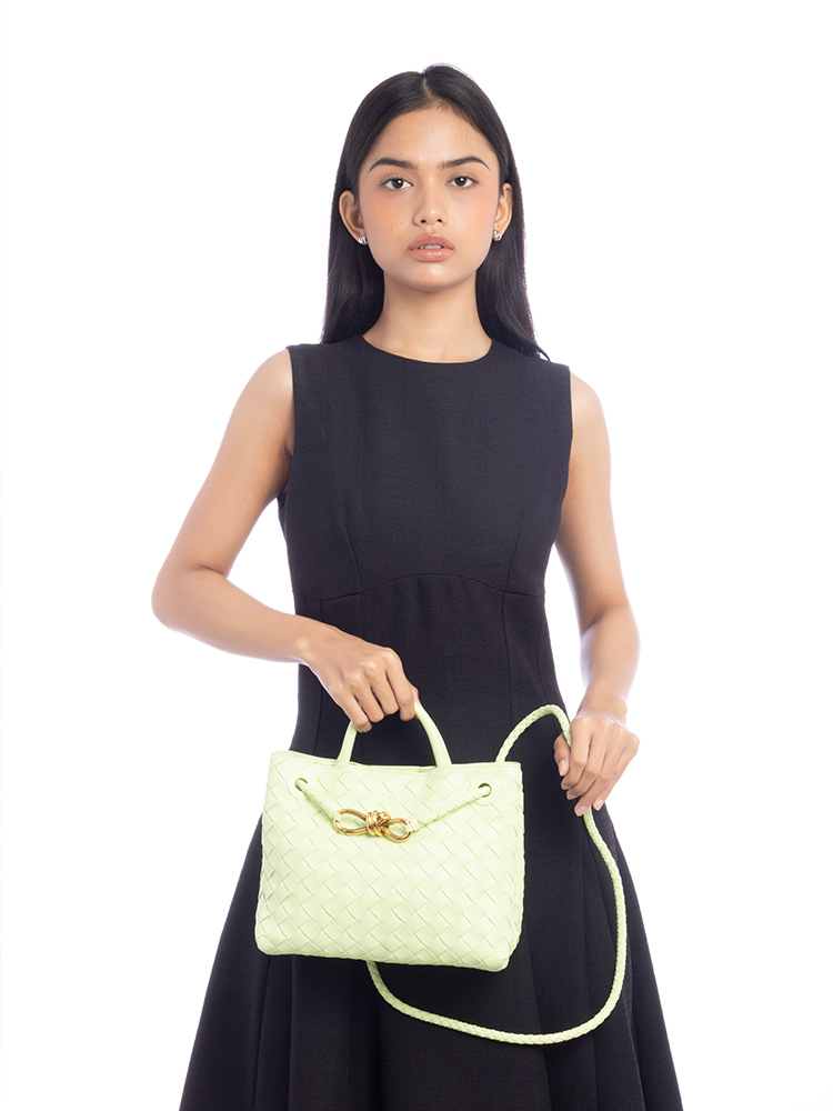 Nappa Intrecciato Andiamo Small Shoulder Bag Fennel