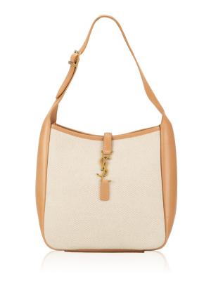 Le 5 A7 Small Canvas Hobo Vintage Brown Gold