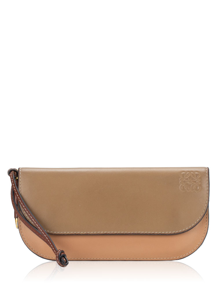 Calfskin Gate Continental Wallet Taupe Multicolor