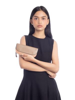 Calfskin Gate Continental Wallet Taupe Multicolor