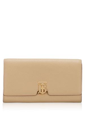 Grained Calfskin TB Long Wallet Oat Beige