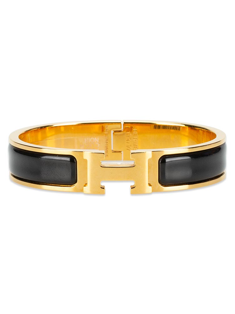 Enamel Narrow Clic Clac H Bracelet PM Noir