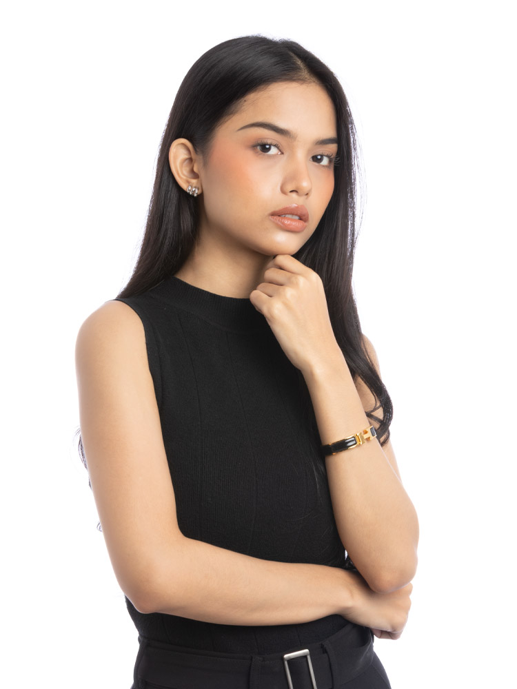 Enamel Narrow Clic Clac H Bracelet PM Noir