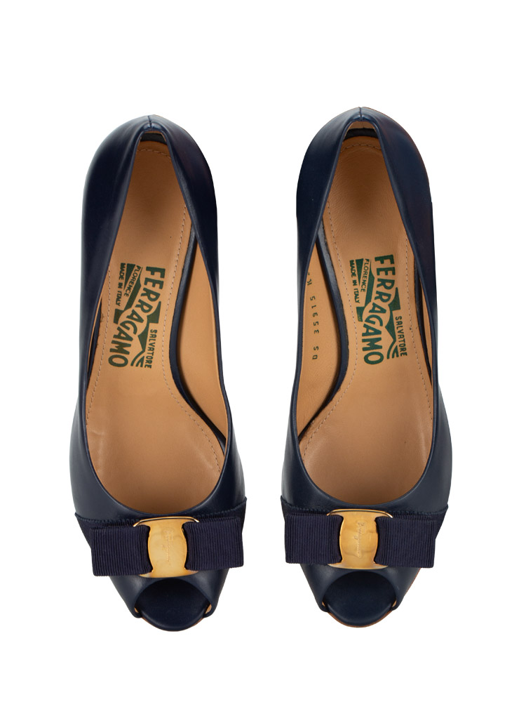 Calfskin Sisi Wedges Oxford Blue Sz 6.5