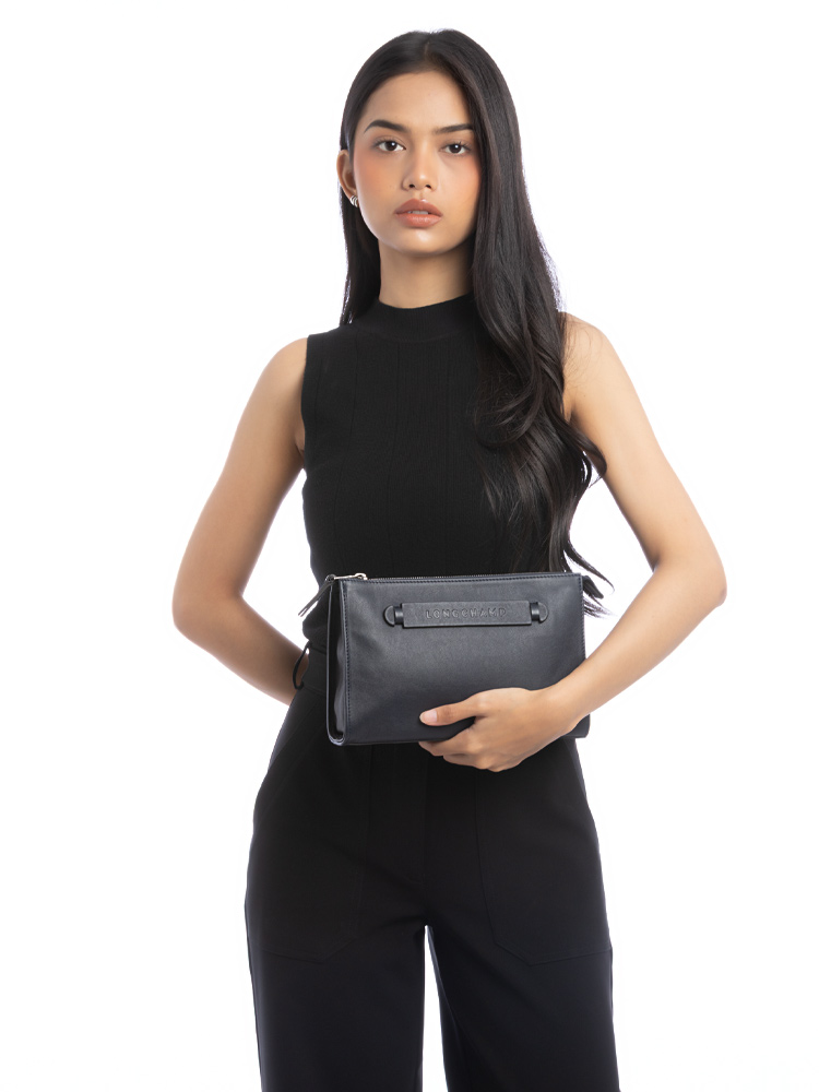 3D High Tech Leather Pouchette Black