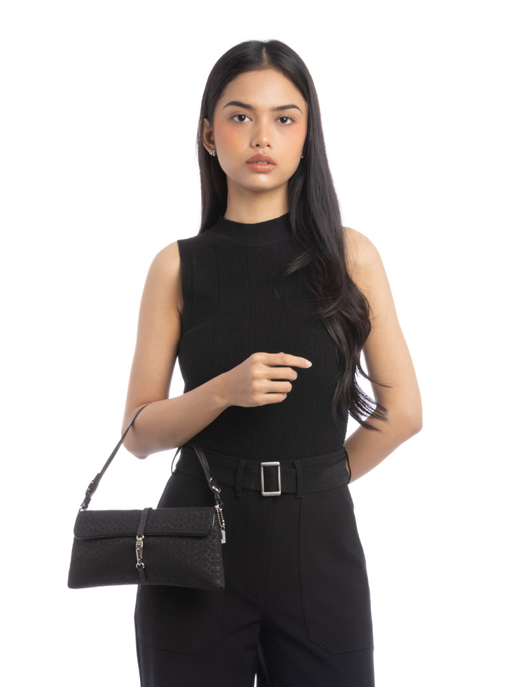 6380 Signature Hamptons Metallic Demi Clip Shoulder Black