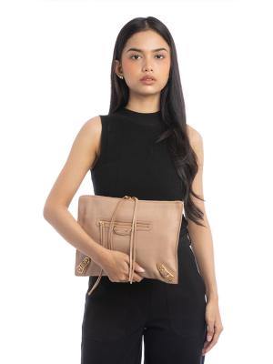 Gold Metallic Edge Pouch Rose Des Sables