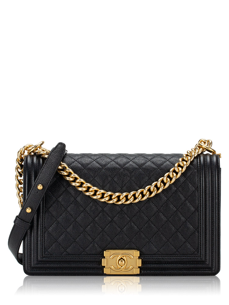 Caviar New Medium Boy Flap Bag Black